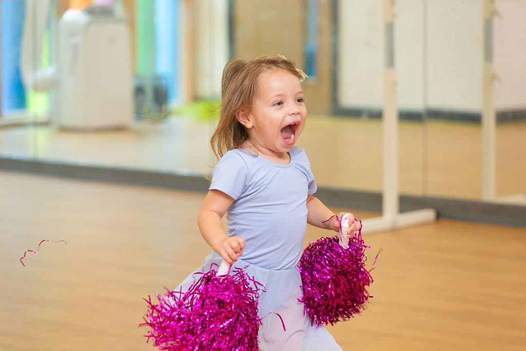 Toddler enjoying Tiny Ballet class at En Pointe Theatre Arts Cardiff